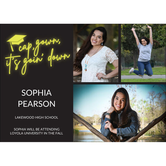 Yellow Neon Photo Graduation Announcements